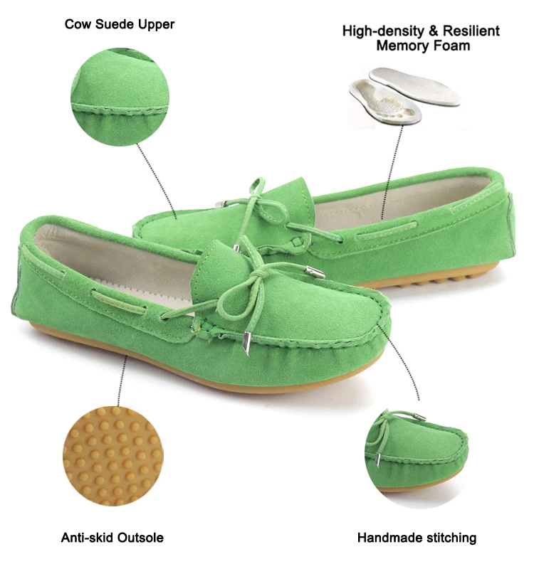 Women Casual Bowknot Penny Loafers Moccasins Driving Summer Leather Ladies Shoes Slip on Flat Boat Shoes
