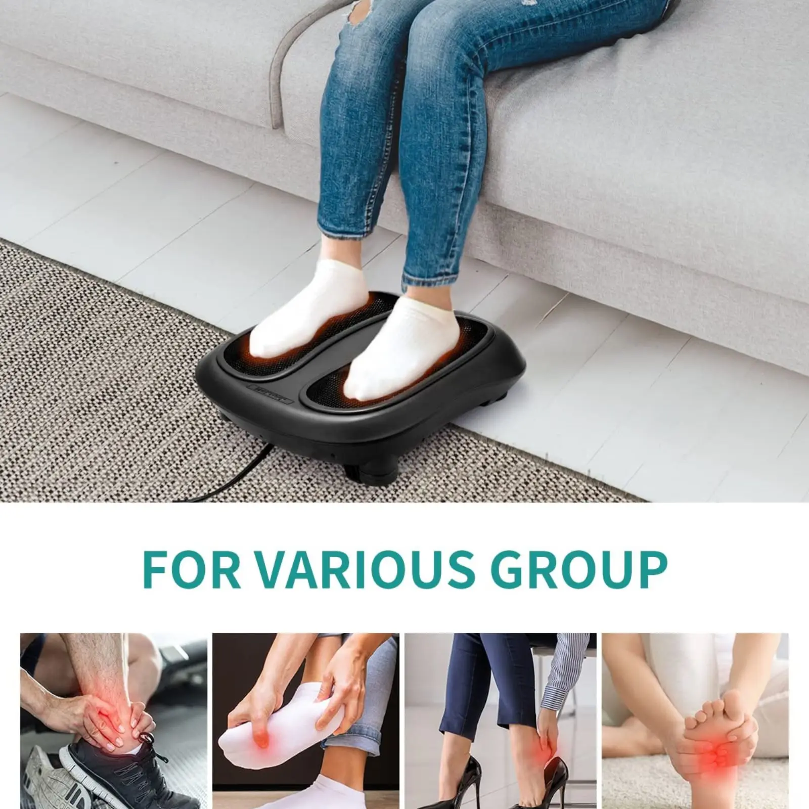 Hot Selling Heated 6 Massages Head Electric Back Foot Machine Massage Device Shiatsu Foot Massager With Heat