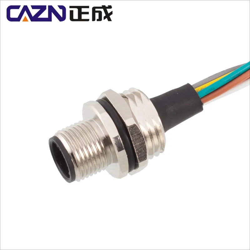 M12 Waterproof IP67 Screw Threaded Coupling Sensor Connector Female Socket 4 5 8 Pins M12 Panel Back Mount Wire Cable Connector