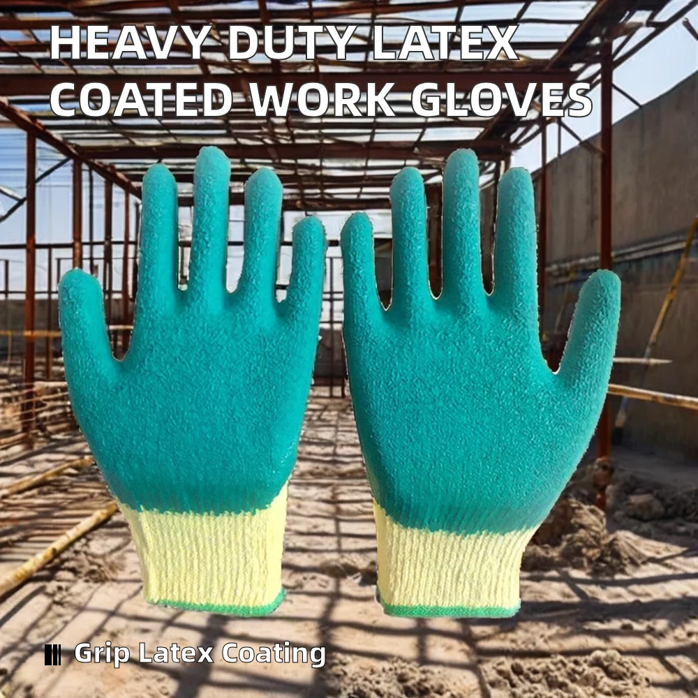 Durable Xl Industrial Work Gloves Featuring Latex Coating Breathable Lining Enhanced Grip Comfort Heavy Duty Tasks