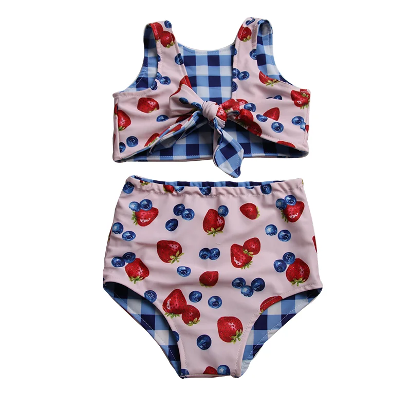 Reversible Printed Bikini Set Summer Two-Piece Bathing Suits  Girls Baby Fourth of July Pattern