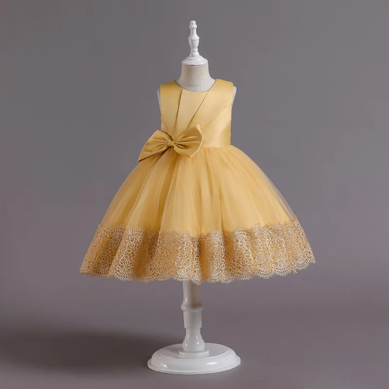 Hot selling lace tutu skirt flower banquet show gown evening dress 3 years baby frock designs teenager girls clothing