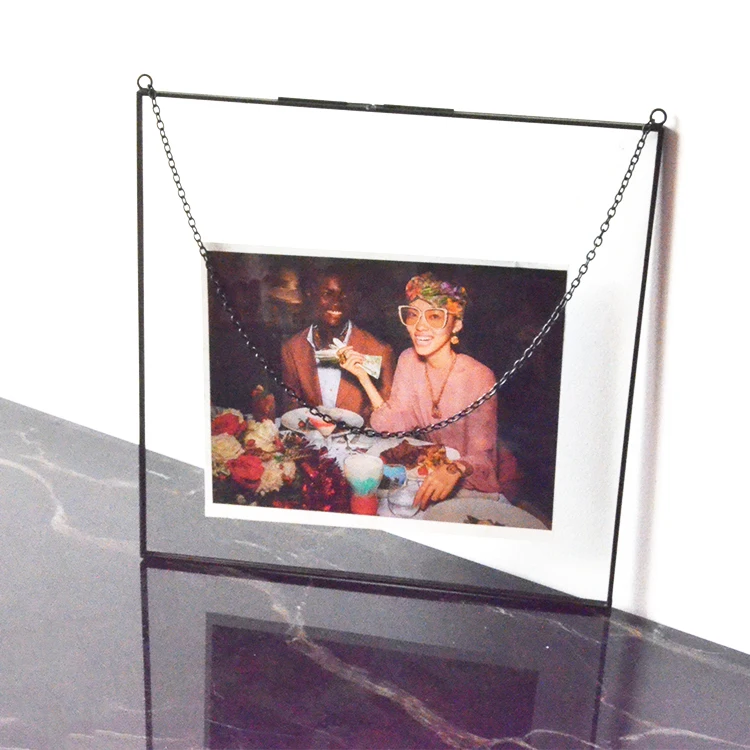  4x6 прямоугольная элегантная настенная фоторамка металлическая латунная стекло для свадьбы