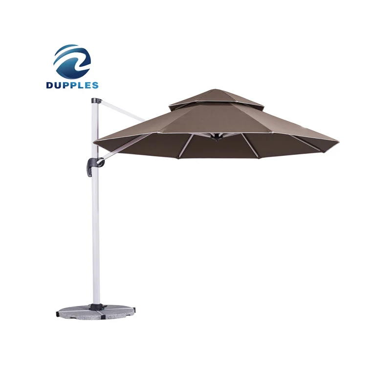 Best Selling Double Parasol Big Garden Umbrella Waterproof Round Roman Cantilever Patio Umbrellas With Base