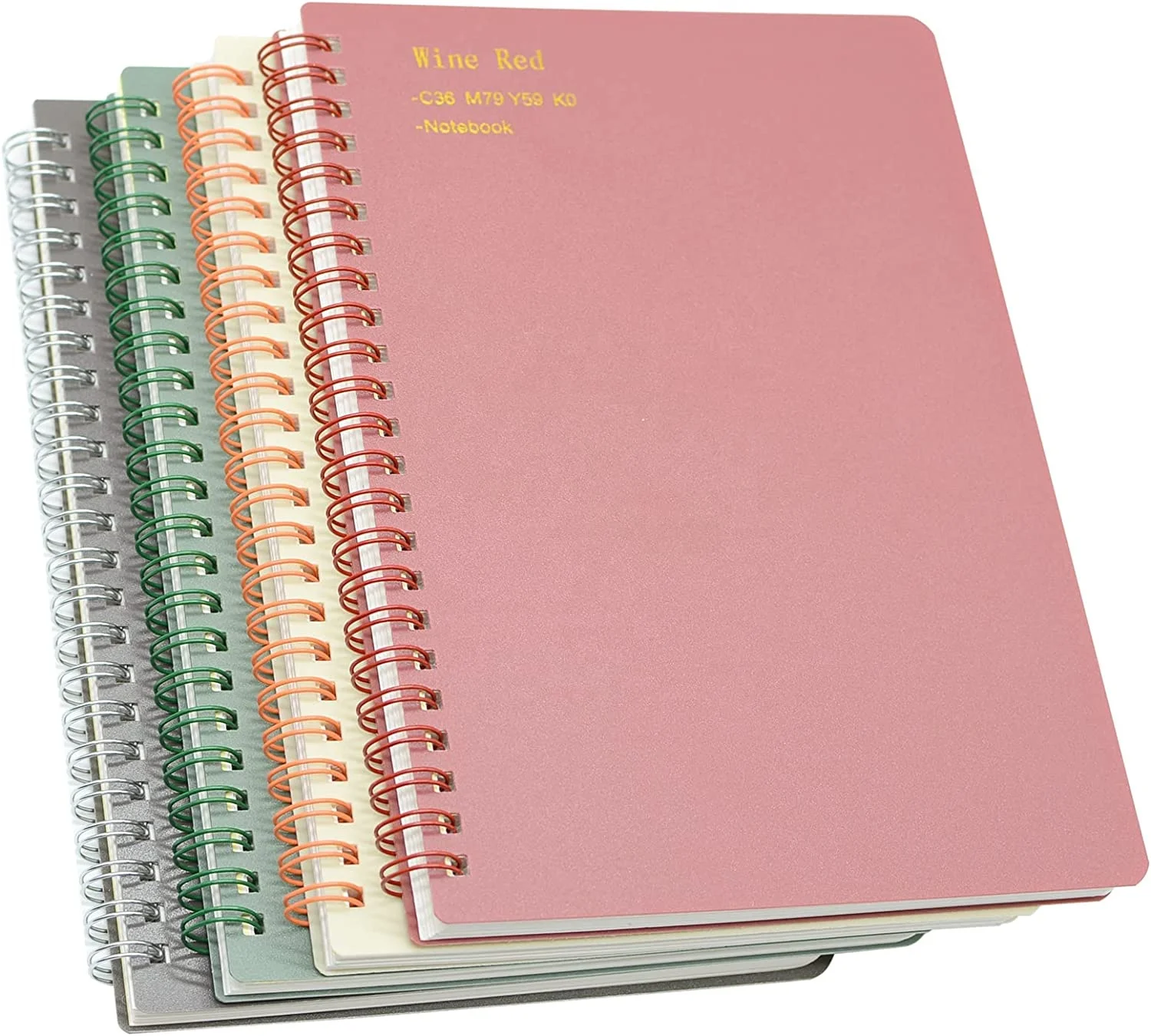 Блокнот на спирали, 4 шт., 4 цвета, Размер A5, толстый пластиковый блокнот в твердой обложке, 8 мм, линейная бумага, 80 листов (160 страниц), журнал для школы