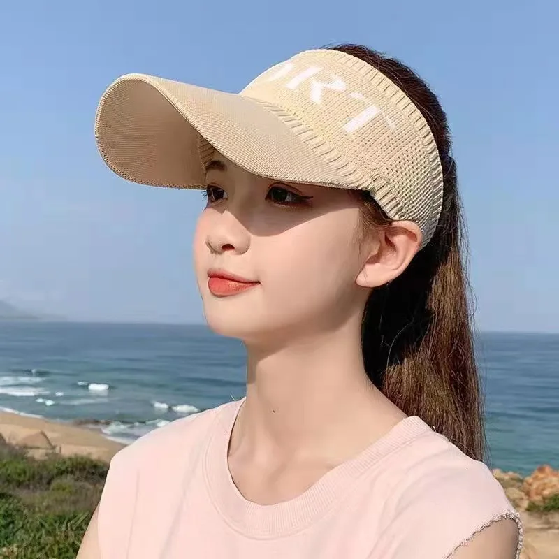 Adjustable Summer Breathable Anti-Ultraviolet Sun Hat for Men and Women Solid Color Letters Sports Wind Visor Cap