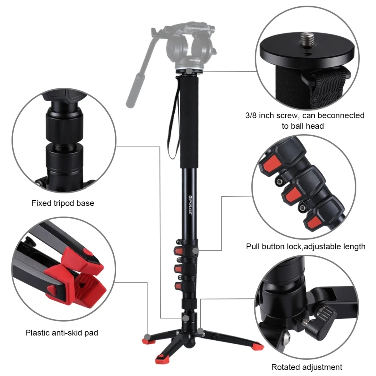 Sample Accepted PULUZ Four-Section Telescoping Aluminum-magnesium Alloy Self-Standing camera