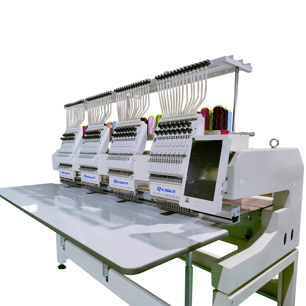 industrial 4 heads flat fabric cap design logo making computerized embroidery machines for beading pearl sequin cording