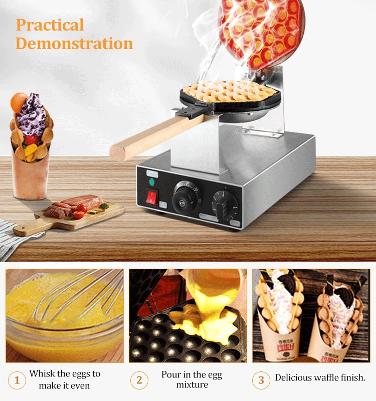 Commercial Gas Snack Making Machine Non Stick Rotate Ice Cream Egg Bubble Waffle Cone Maker ice cream waffle machine