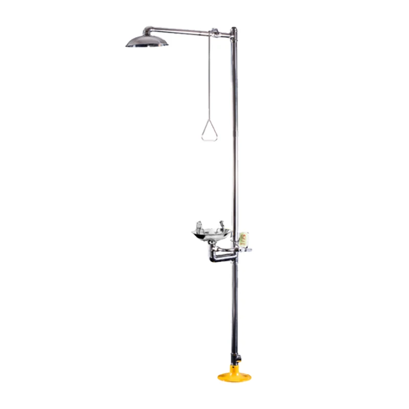 Combination type of stainless steel emergency eye washer and shower station, safety shower eye wash