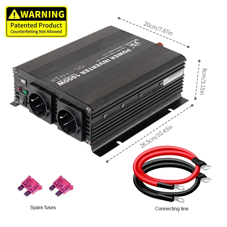 1KW power inverter modified sine wave power converter DC to AC 12v 24v to 110v 220v  94% efficiency truck car home power supply