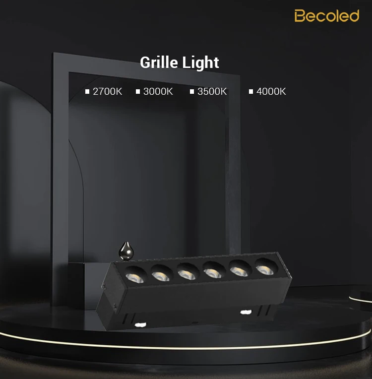 Modern Style Dimmable LED Linear Grille Light Aluminum Recessed Spotlight Indoor Office Hotel Embedded Install Showroom Lighting