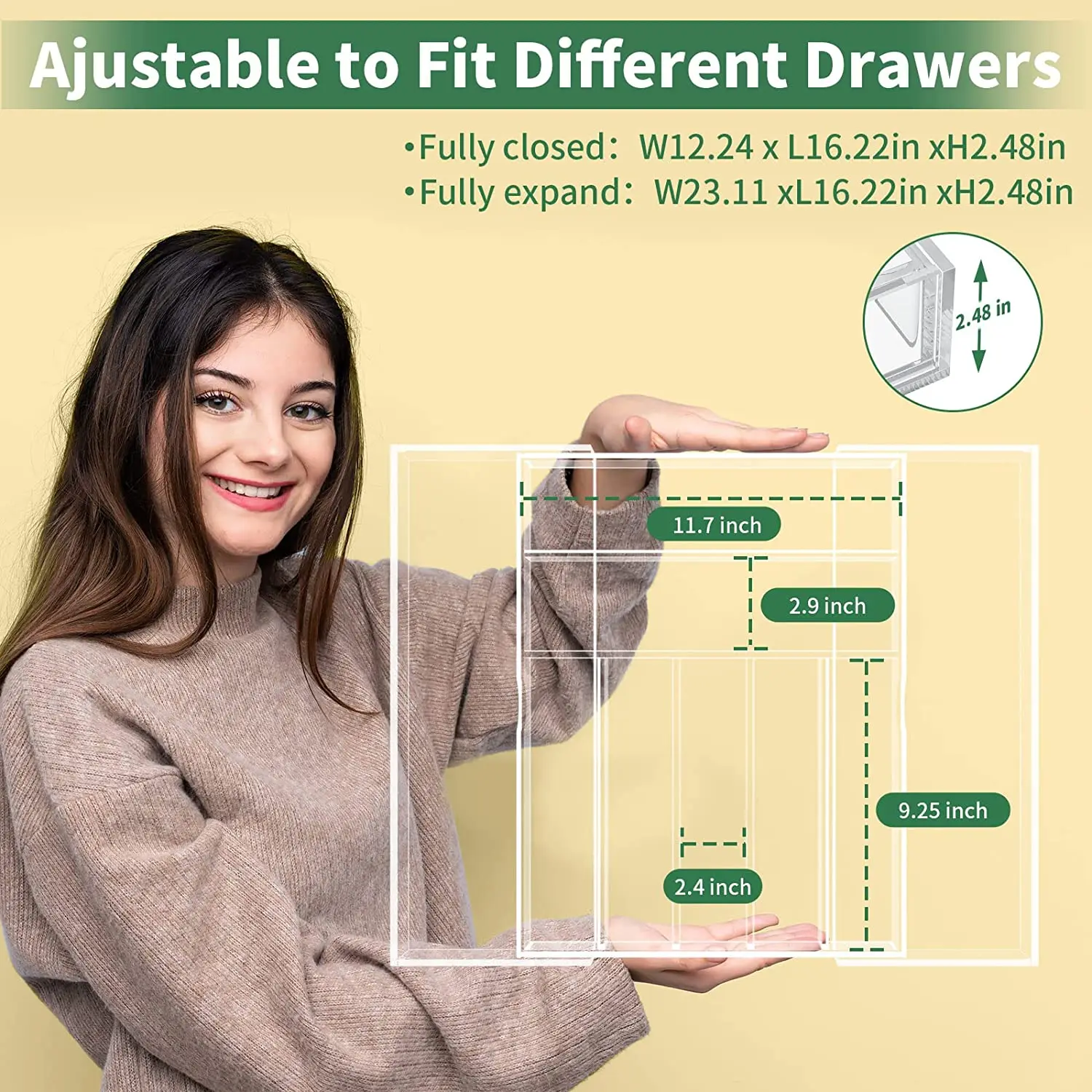 Expandable Kitchen Drawer Organizer for Flatware and Utensils Cutlery Holder Adjustable Clear Acrylic Silverware Tray