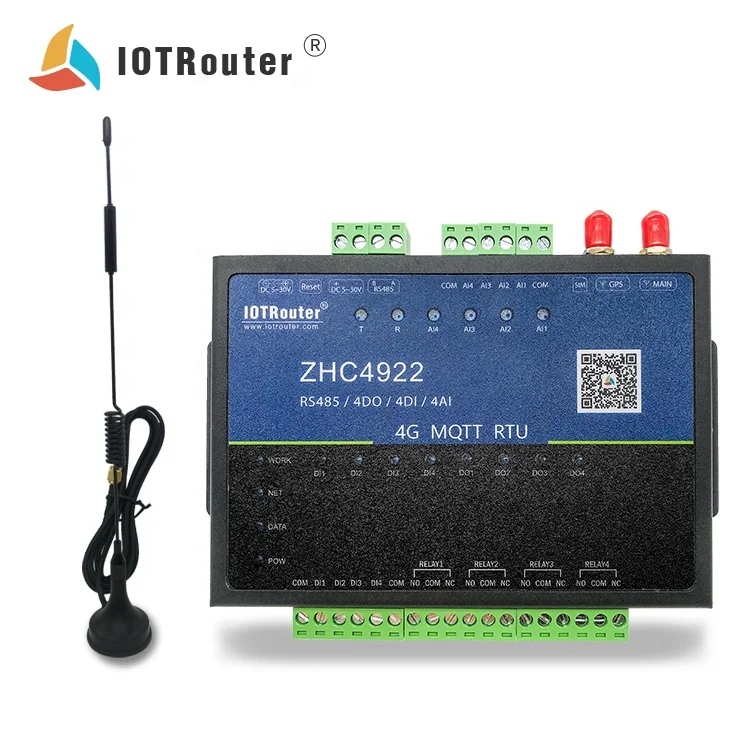 Low Power Gprs Data Logger RTU Modebus IO Serial RS485 to 4G WiFi LTE Relay Output IOT Router ZHC4922 Ethernet Converter DTU 178