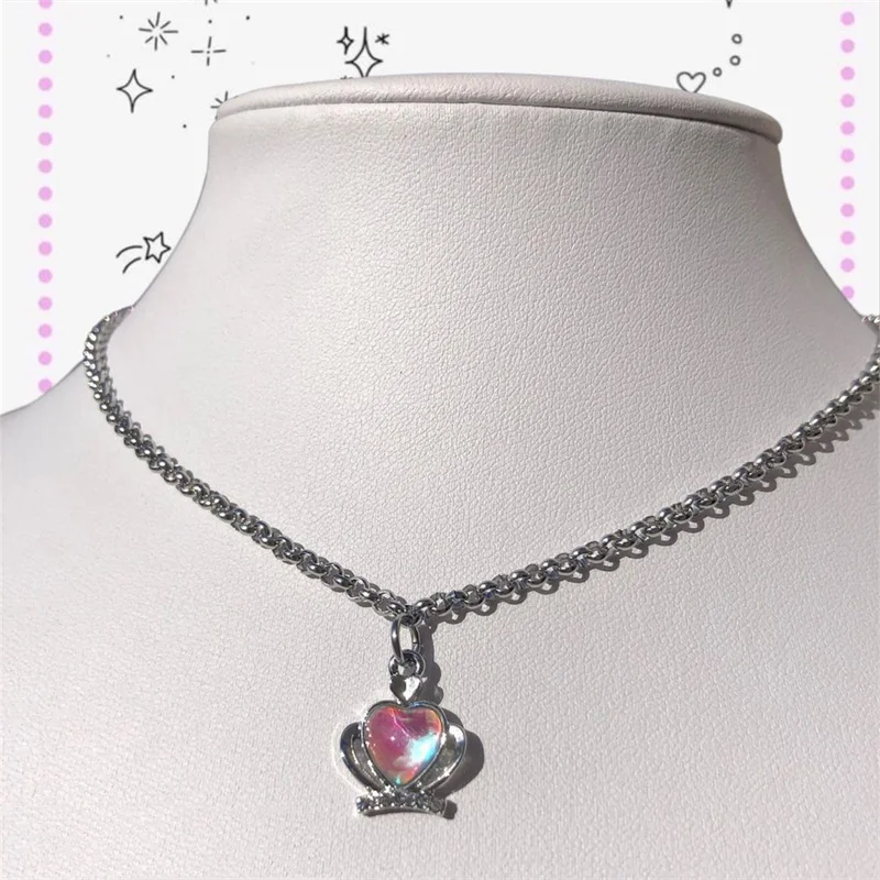 Sweet and Cool Heart Pendant Necklace Ins Fashion Jewelry Retro Simple Y2K Snake Bone Chain Star Choker Necklace