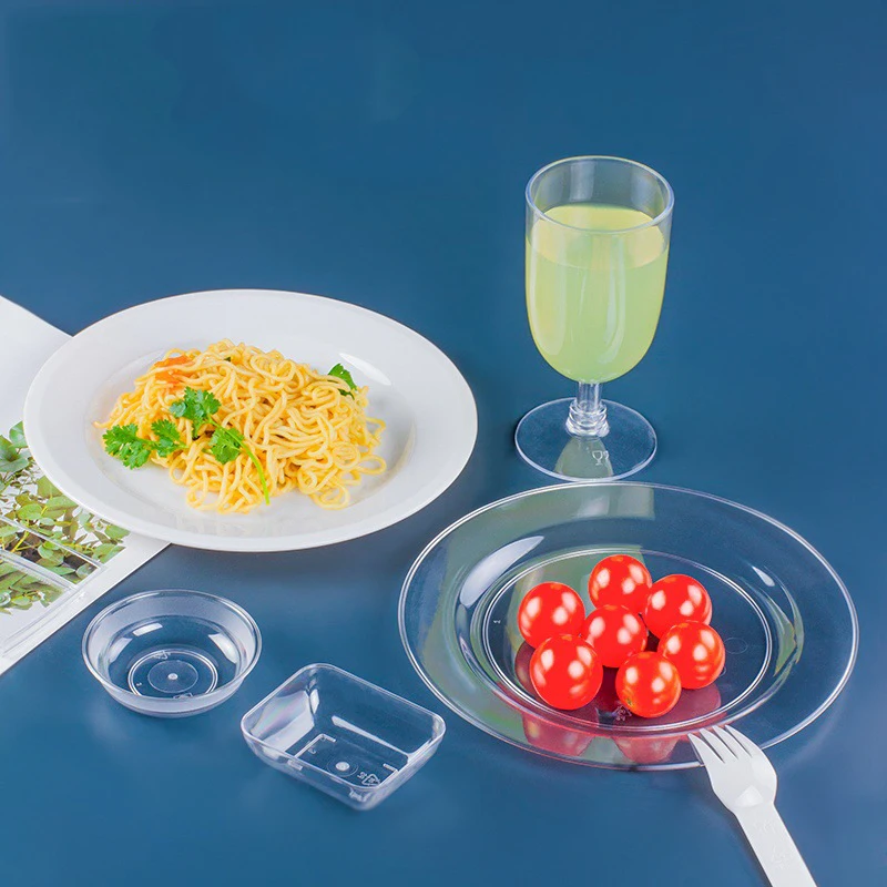 Hot Sale Wedding Party Food Serving Tray Wholesale Cheap Disposable Plastic Dinner Luxury Plates Sets Dinnerware
