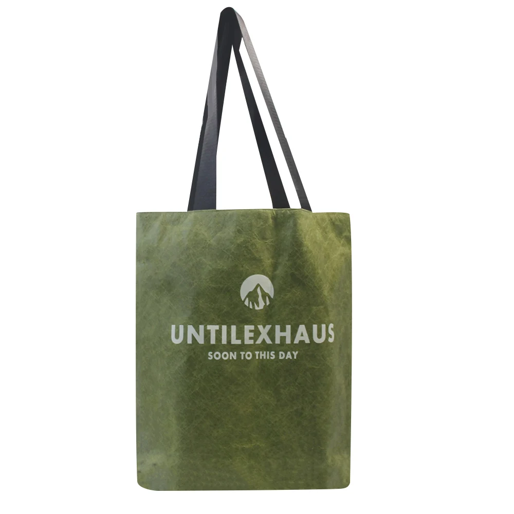 Eco friendly green tote Brand logo promotional gift printing custom wholesale dirt proof one Shoulder dupont tyvek paper bags