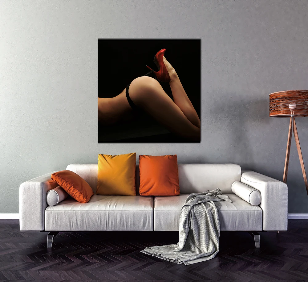 Modern Red Lips Hot Women poster Smoking lady Home Decor Wall art Canvas oil painting abstract