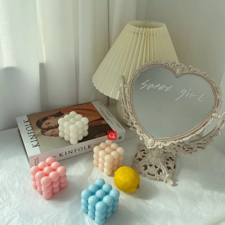 Новый цветной куб ручной работы, ароматерапия, частная марка, Ароматизированная соевая восковая пузырьковая свеча оптом