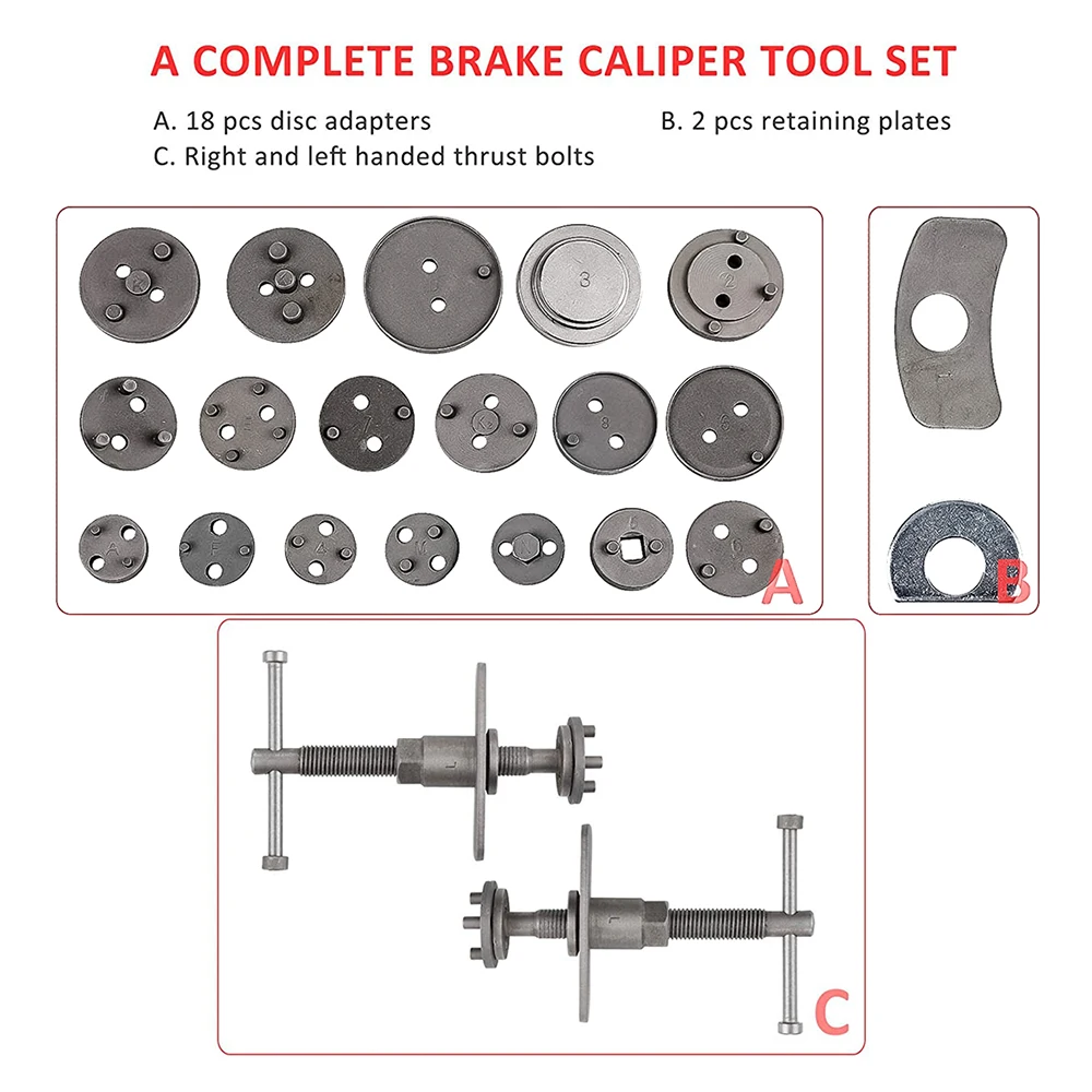 22PCs Vehicle Tools Universal Brake Caliper Piston Pad Expansion Repair Brake Kit, Other Vehicle Tools Brake Pad Tool