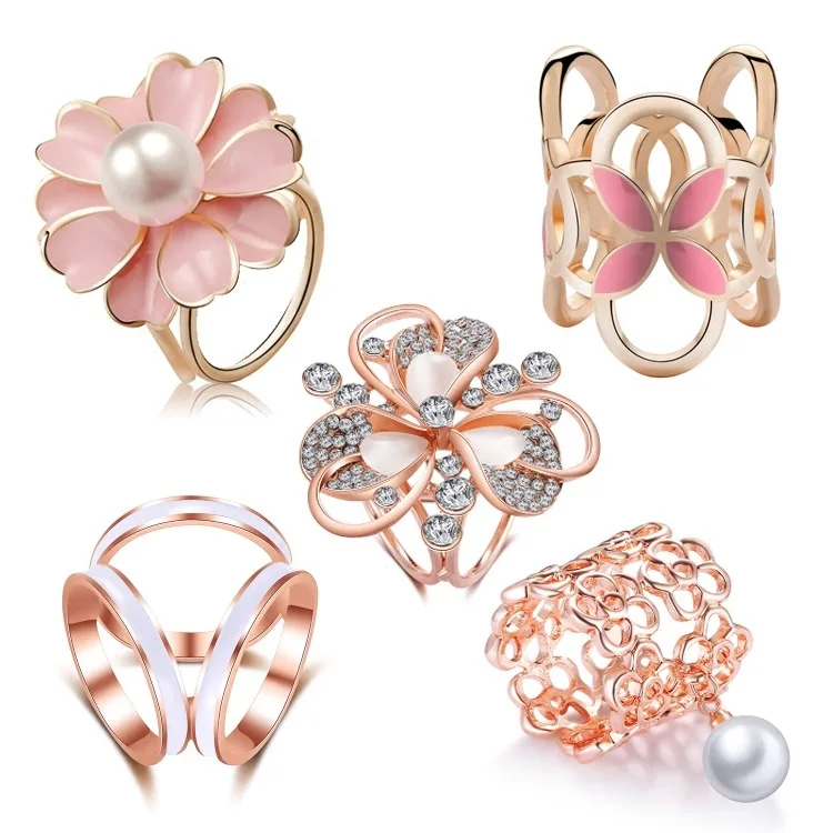 WDD316 Hot Sales Muslim Simple Fashion Silk Scarf Buckle Pin Arabic Women Hijab All Match Three Ring Buckles Turban Clips