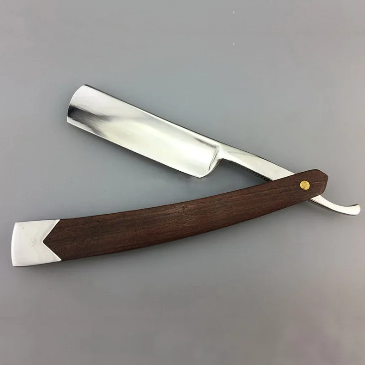 Traditional Style Solid Wood Handle Straight Razor Barber Shaving Knife