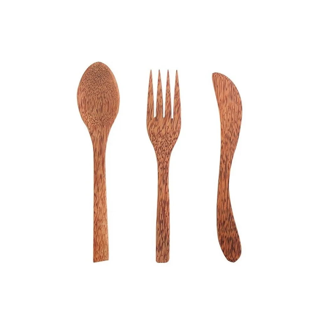 High Quality Natural Wooden Spoon Set Cutlery Dinnerware Kitchenware Classic Tableware Home Hotel Restaurant Flatware Sets