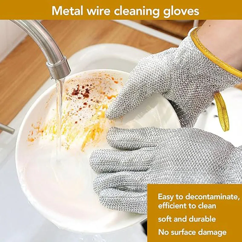 Esun Multipurpose Non-Scratch Metal Wire Household Cleaning Gloves Wet and Dry Use