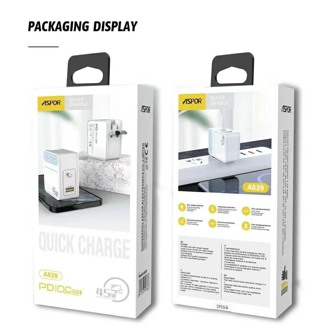 Pd+Qc Charger  Uk Pin Usb-C To Lightning Cable Usb Port Android Charger Handphone