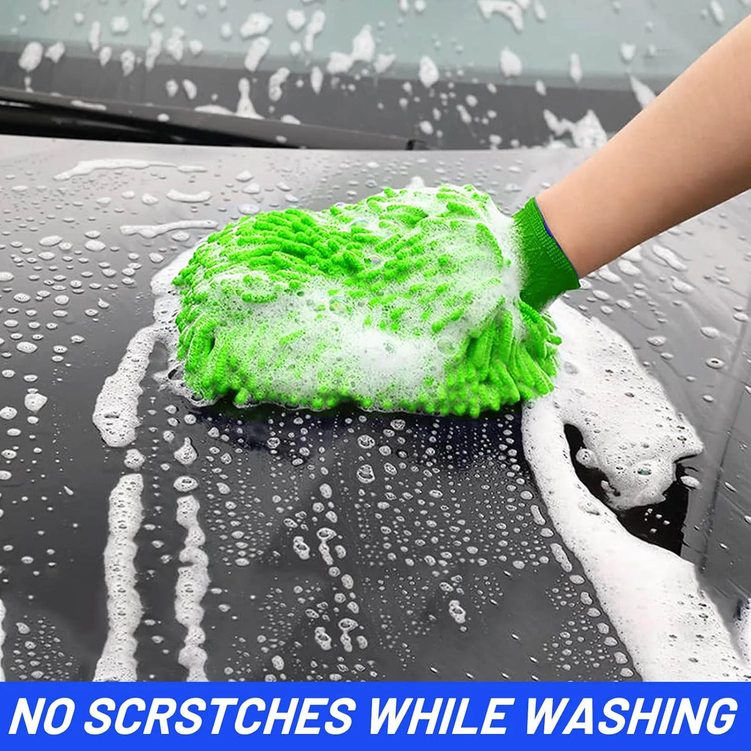 Double-Sided Polyester Chenille Microfiber Car Wash Gloves Scratch-Resistant and Durable Chenille Microfiber Cleaning Gloves