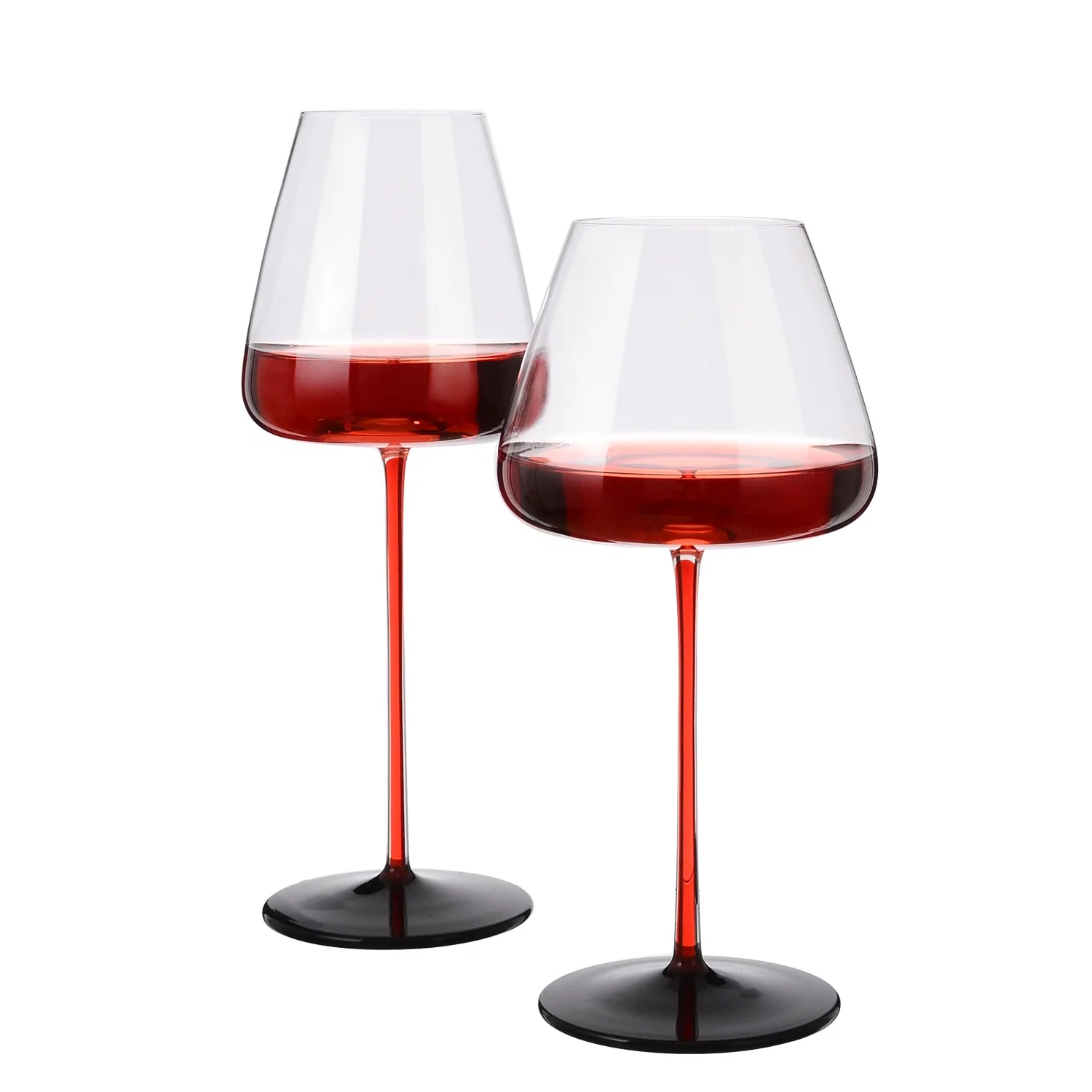 Samyo Custom Long Stem Red Wine Glass Hand Blown Crystal Burgundy Wine Glasses for Birthday wedding