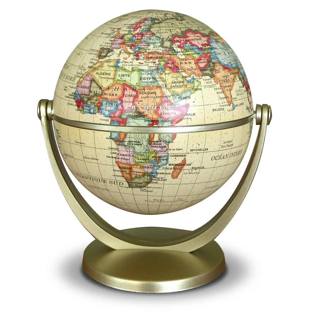 Factory Best Selling Mini Plastic Globes Decoration Earth Map Antique Color 4 Inches Sit on Sturdy Stand
