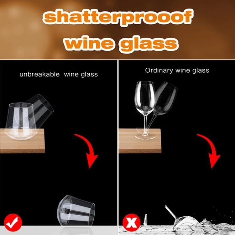 Homes Bars Dishwasher Safe Shatterproof Reusable BPA-Free Plastic Clear 14-Ounce Tritan Stemless Wine Glass for Wedding