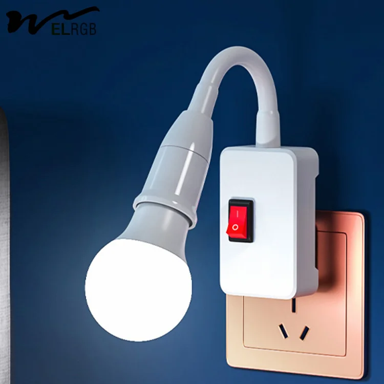 LED night light bedside wall lamp socket type plug-in with switch bedroom super bright lighting room lamp