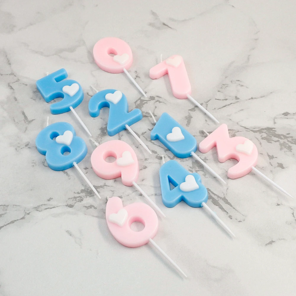 Hot Selling Cute Heart Decoration Number Birthday Candles For Kids Birthday Party From Manufacturer