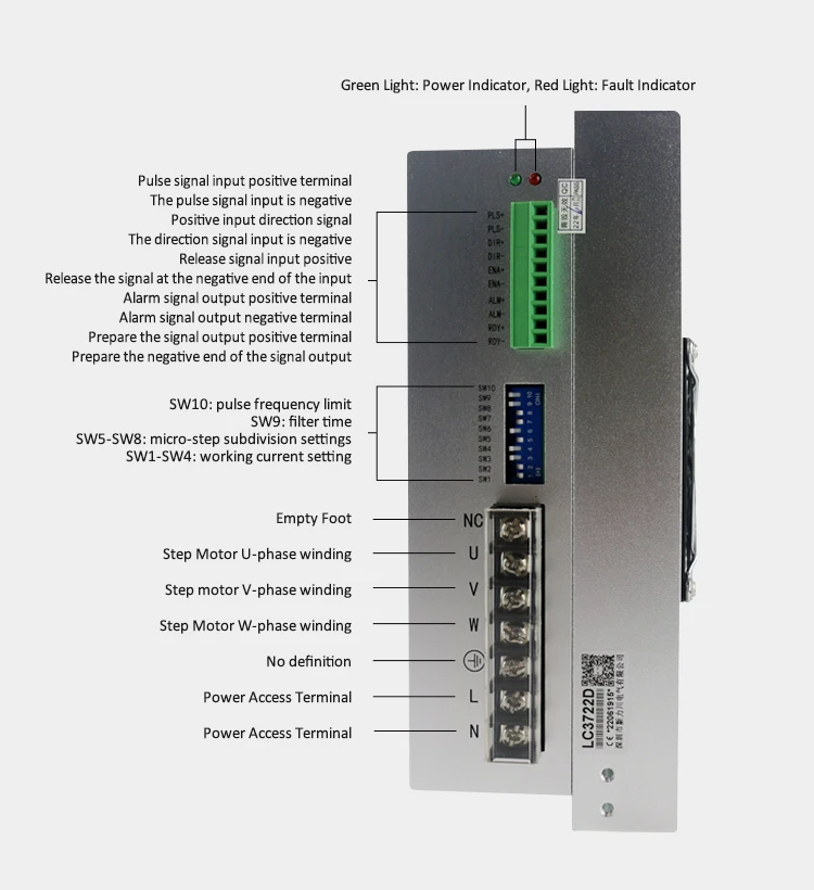 Lichuan Nema 51 35Nm stepper motor with driver kit LC3722D+LC31325 high performance big step motor AC220V 3phase