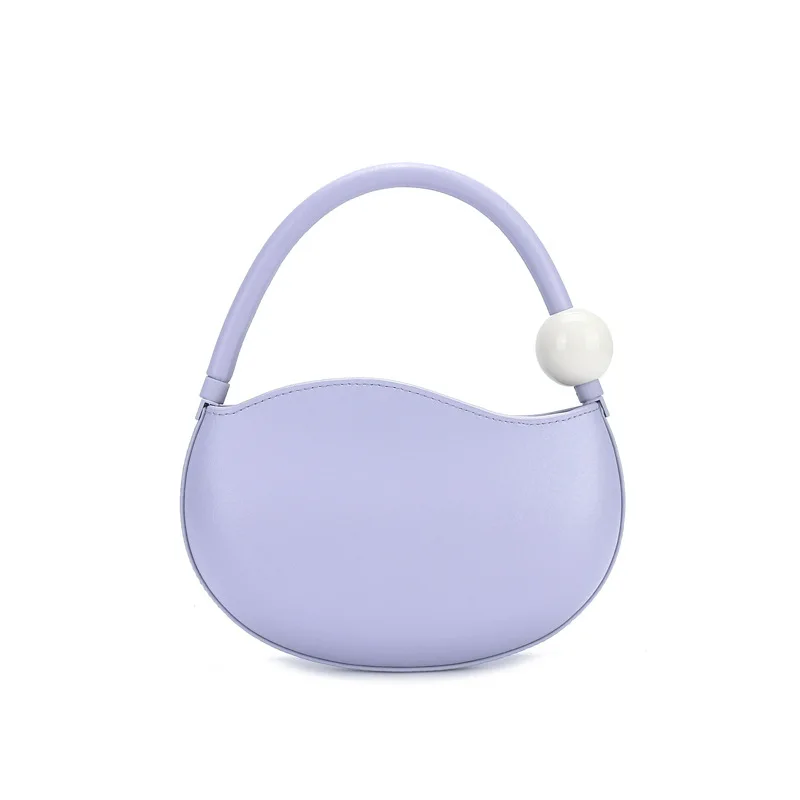 2022 Ladies Purse Handbags Armpit Bag Women Mini Leather Bag Genuine Leather Bean Bag Luxury Colorful Half Moon Genuine Leather