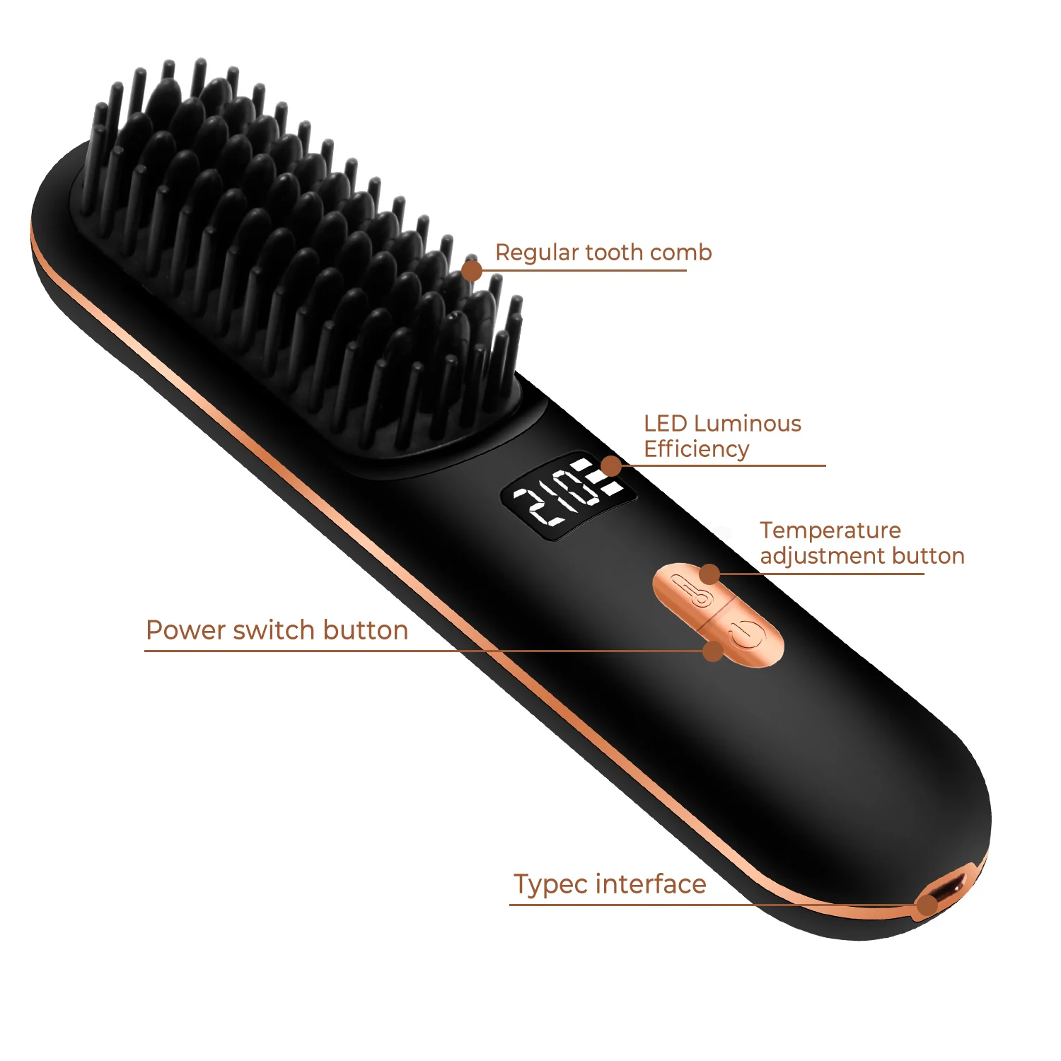 Negative Ion Styling Mobile Mini Wireless Portable Heating Hot Electric Hair Straightener Comb