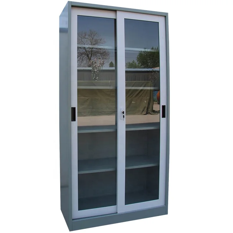 Office Steel Furniture Sliding Glass Door Display File Cabinet Steel Metal Filing Cabinet Cupbord