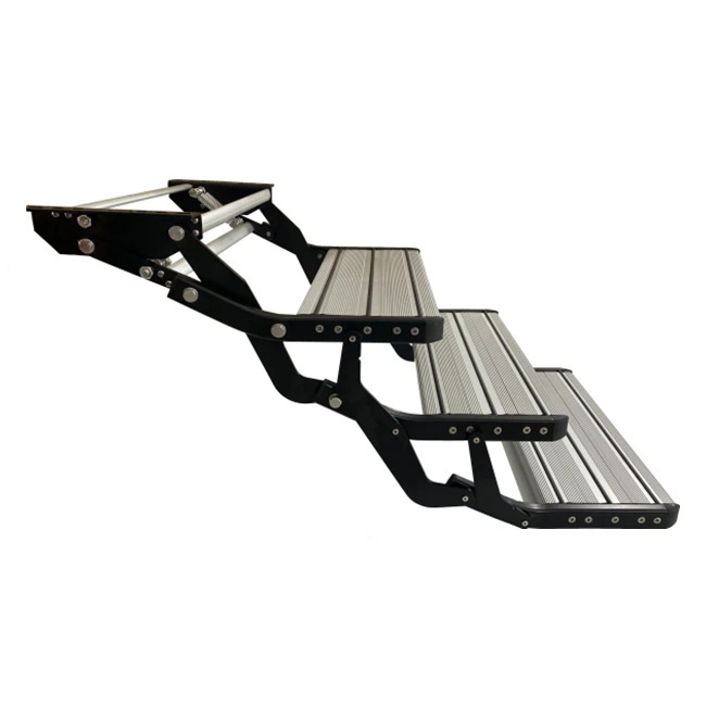 Tongfa entry stable manual folding triple rv camper retractable steps ladder for motorhome camper