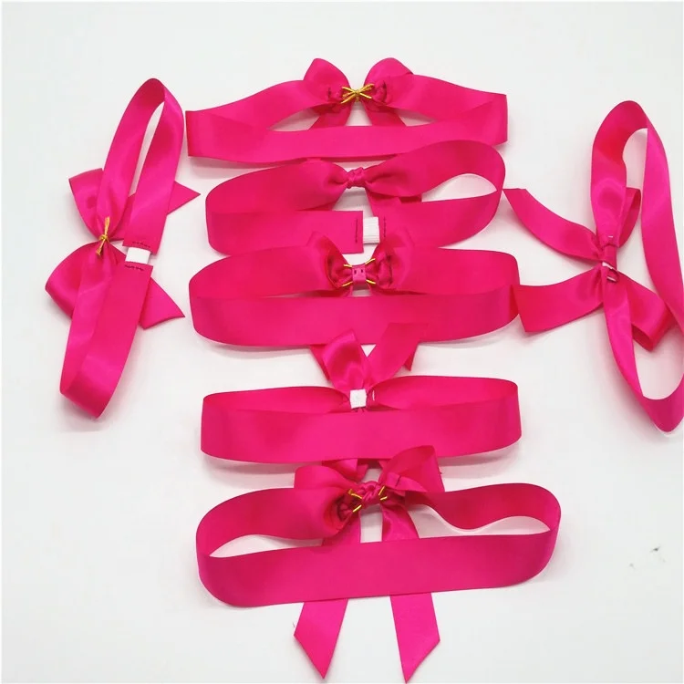 Factory Direct Custom Satin Ribbon Bows with Stretch Elastic Loop for Gift Packing