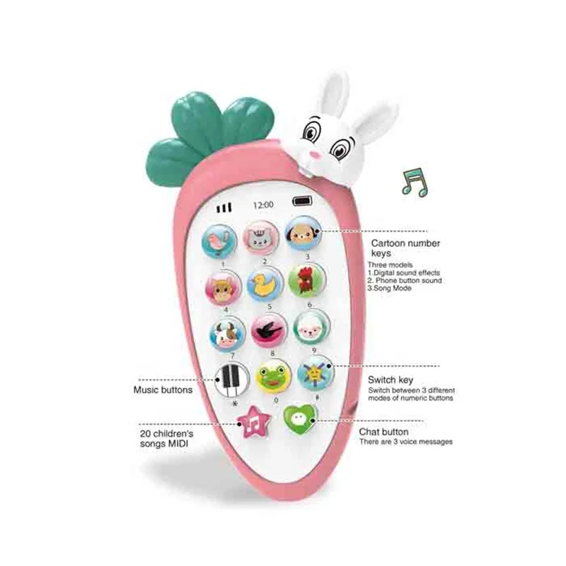 New design cute shape plastic smart baby music cellphone toy mobile phone toy
