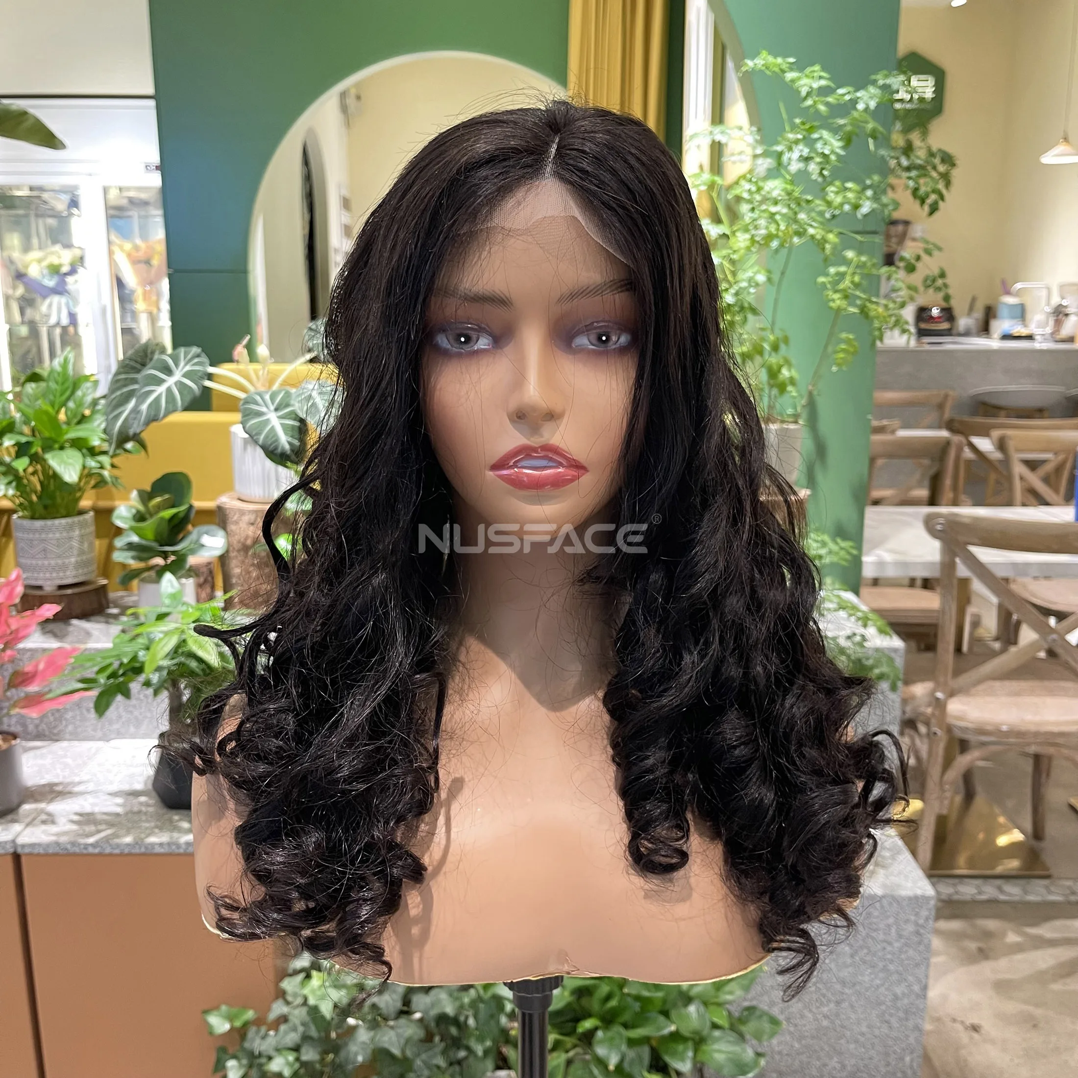 Factory Price Wholesale Cuticle Aligned Unprocessed Hair Hairline Egg Curly 4x4 Closure Human Hair Wig Double Drawn Natural Long