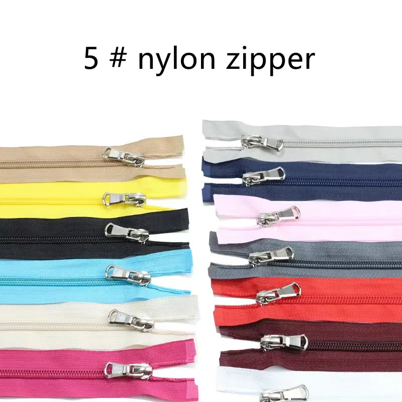 Wholesale Custom 5# Nylon Coil Zipper Long Chain Roll Cierre for Garment/Textile/Bags/Tent