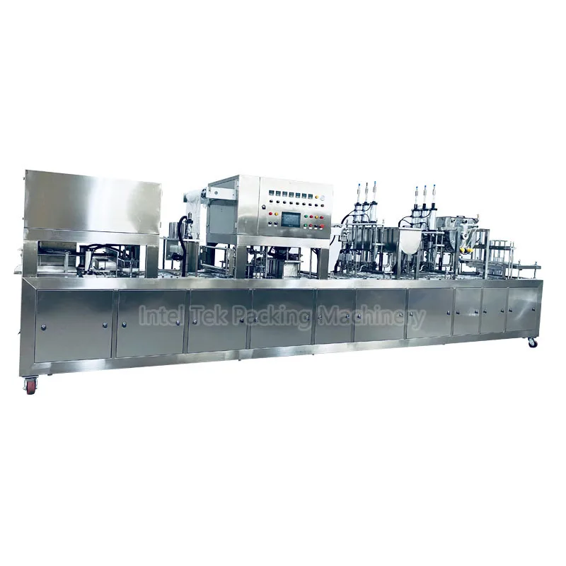 SUS 304 PLC Operation Automatic Tray Packaging Food Sauce Box Filling Sealing Machine Fruit Jam Ketchup Packing Machinery