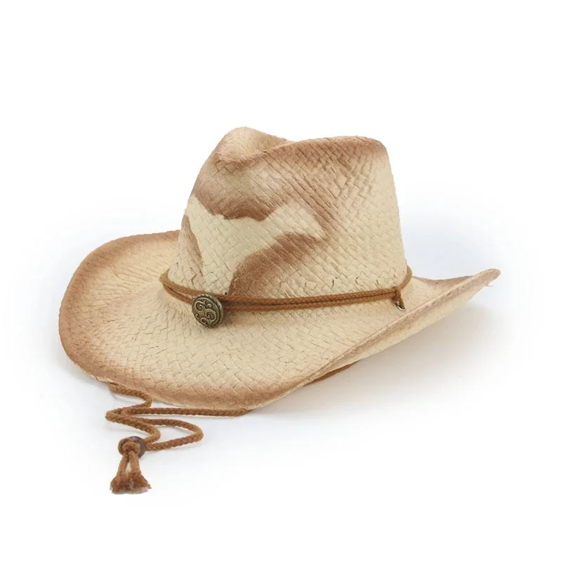 Ethnic Style Pink Straw Hat New Mexican Sombrero Wide Brim Hat Roll Up Beach Sun Straw Hat