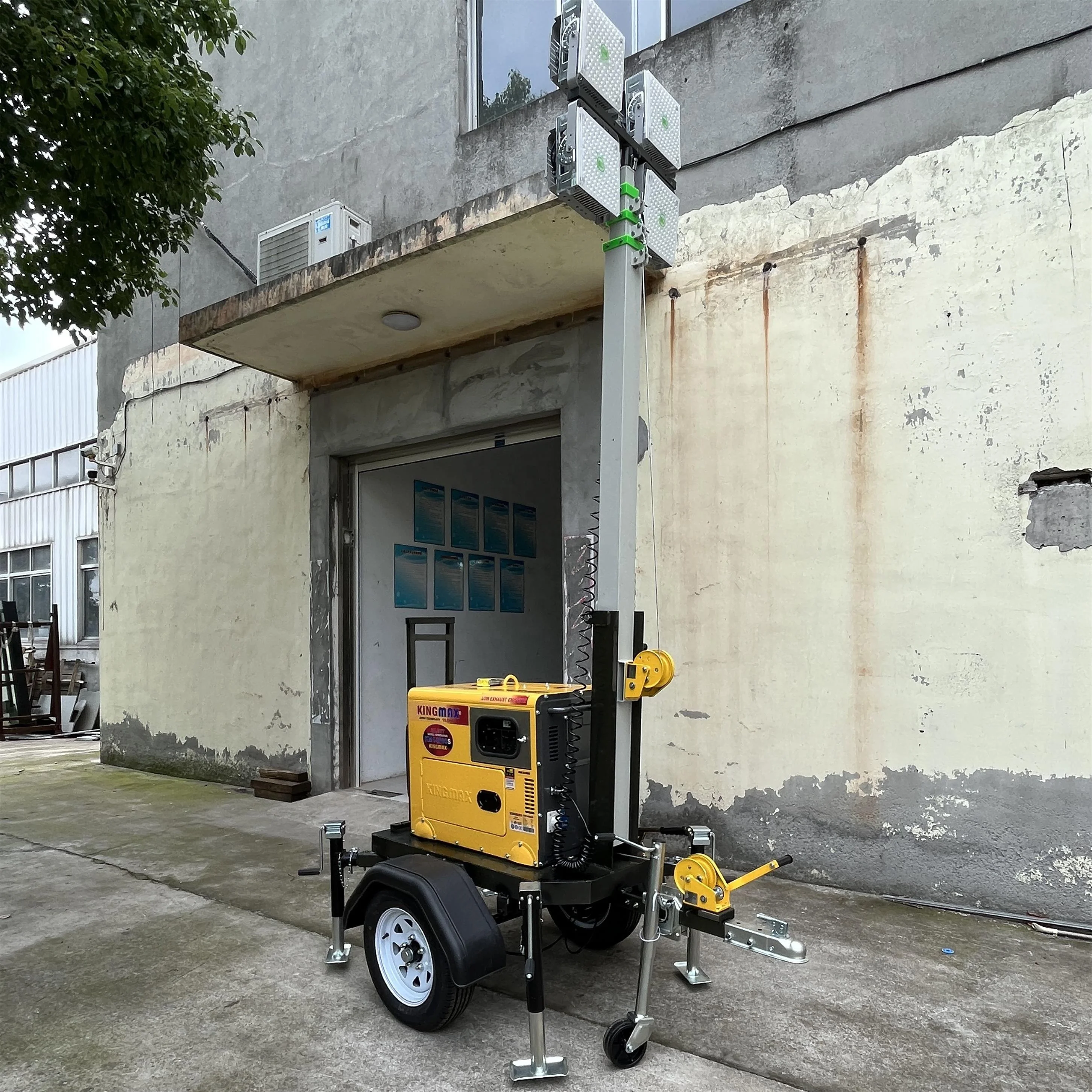 5KW Air Cooled Diesel 4*1000W Led Lighthouse Outdoor 7M 9M Towable Mobile Trailer Lighting Tower