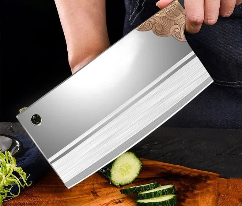Professional 3Cr13 Steel Meat Butcher Cleaver Stainless Steel Kitchen Knife Stainless Steel Handle Ladies Bone Chopping Slicing
