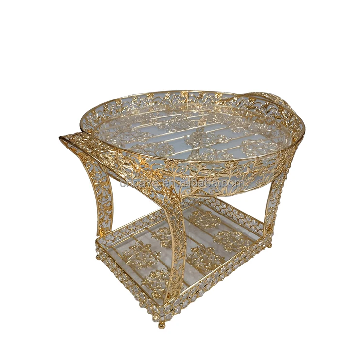 2022 new arrival popular arab and ethiopia two floor circle modern style metal tea tray set