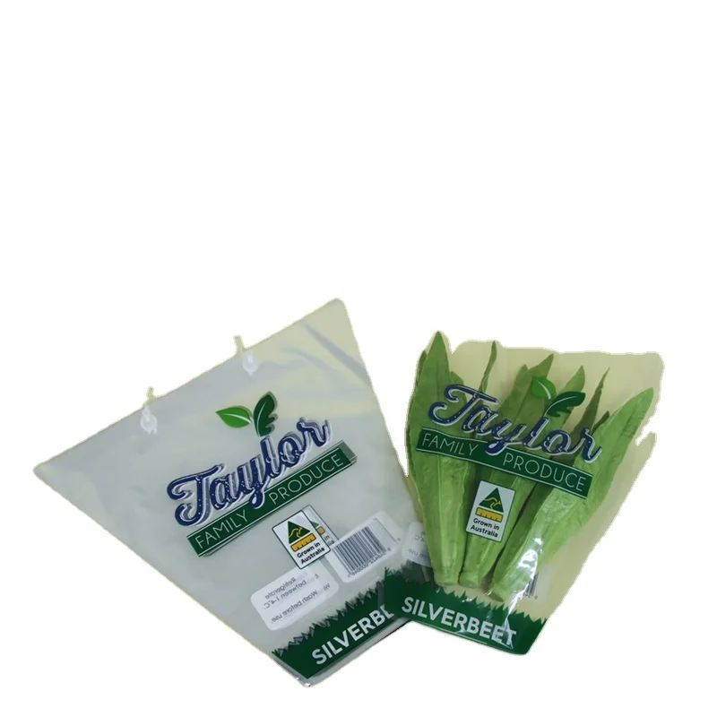 High Quality Eco-friendly Bopp cellophane vegetable bags customize logo lettuce packaging bag